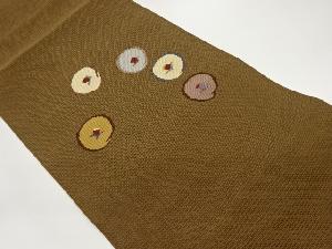 丸に抽象花葉模様織出し名古屋帯